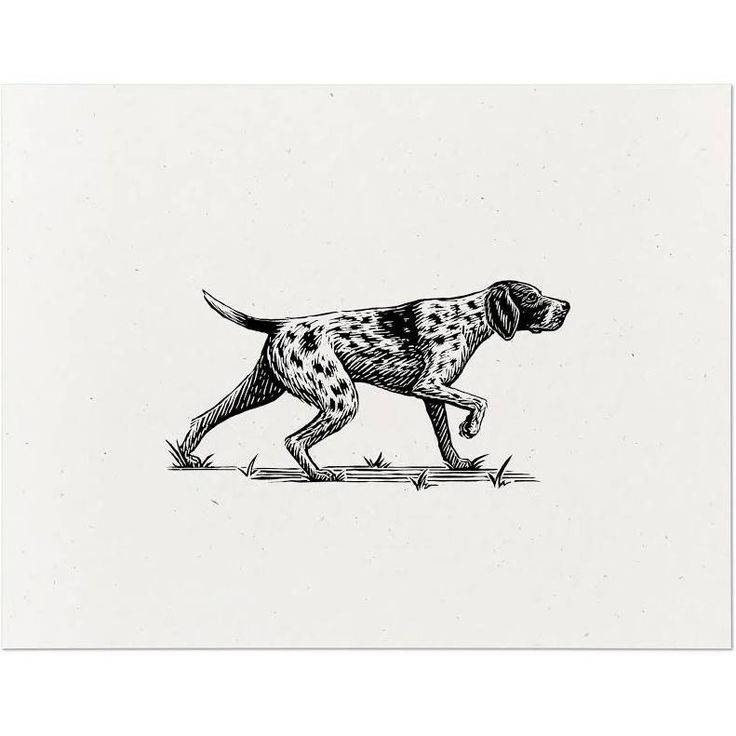 a black and white drawing of a dog running