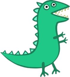 a cartoon green dinosaur with sharp teeth