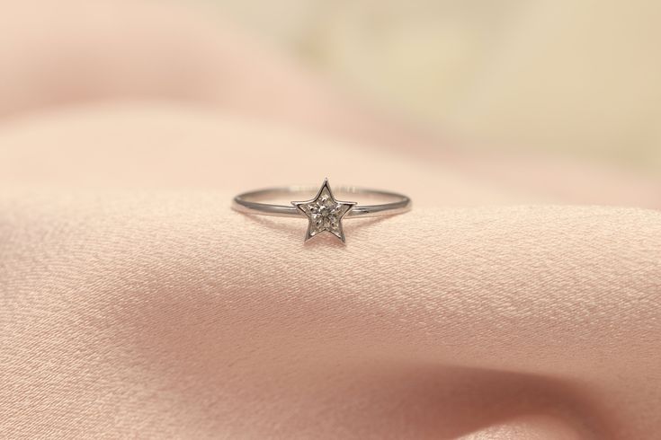 "Gold Star Diamond Ring / Handmade Star Diamond Ring / 14k & 18k Star Diamond Ring Available in Gold, Rose and White Gold ❥ ITEM DETAILS ---> Gold Color of Choice : Yellow Gold, Rose Gold, White Gold ---> Material : 14k ( 585 ) or 18k ( 750 ) Real Gold. It is Not Gold Filled or Gold Plated ---> Made to order ---> Band Thickness : 1.10 mm ---> Band Width : 1.10 mm ---> Star Face Size: 7 mm ---> Number of Diamond: 1 ---> Diamond Clarity: H Color SI/SI1 Clarity ---> T Star-shaped Diamond Ring For Anniversary, Elegant Star-shaped Diamond Anniversary Ring, Anniversary Star-shaped Diamond Ring, Elegant Star Shaped Ring With Single Diamond, Elegant Star-shaped Diamond Ring For Formal Events, Luxury Star-shaped Rings For Anniversary, Elegant White Gold Star Diamond Ring, Star-shaped Brilliant Cut Rings For Anniversary, Elegant Star-shaped Promise Diamond Ring