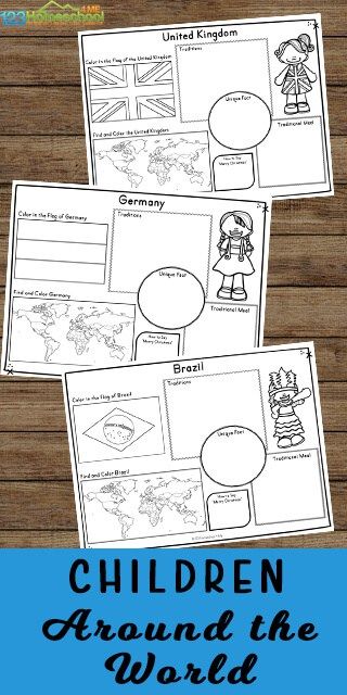 children around the world worksheet with text and pictures on wooden background for kids to read