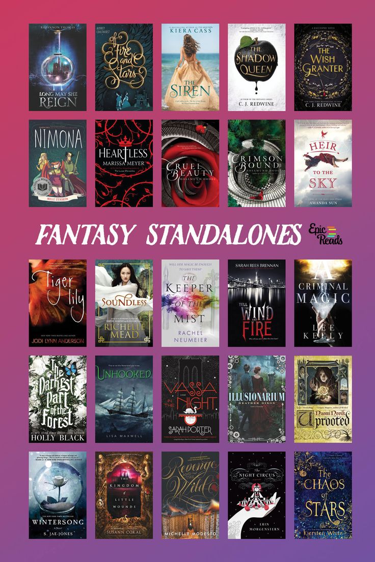 an image of fantasy books with the title fantasy standalonees on them in purple and pink