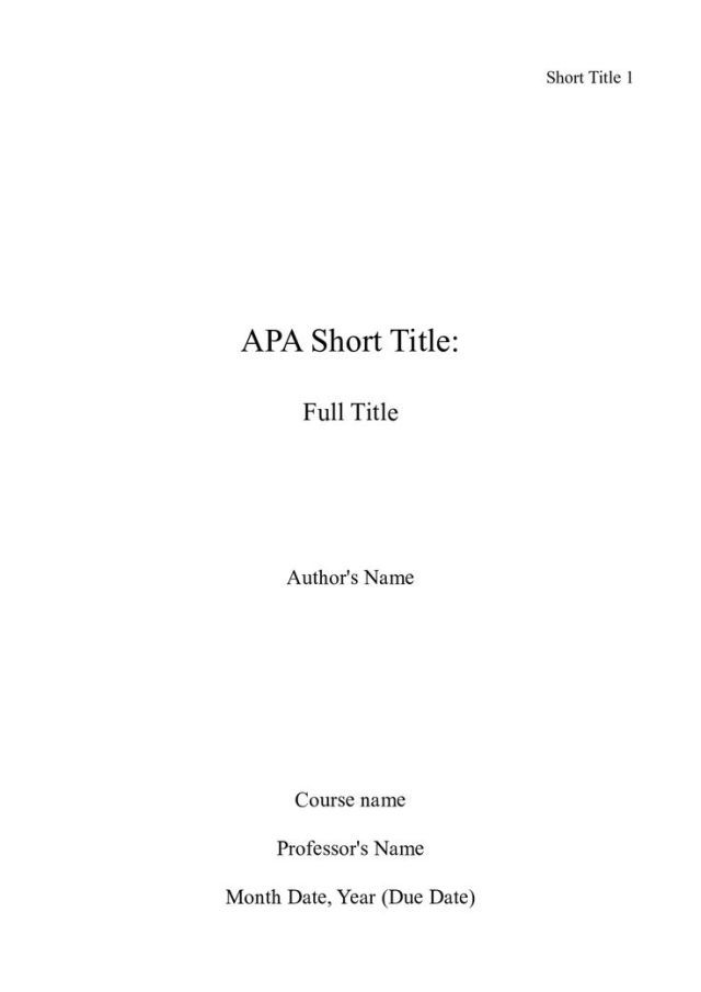 the apa short title page is shown