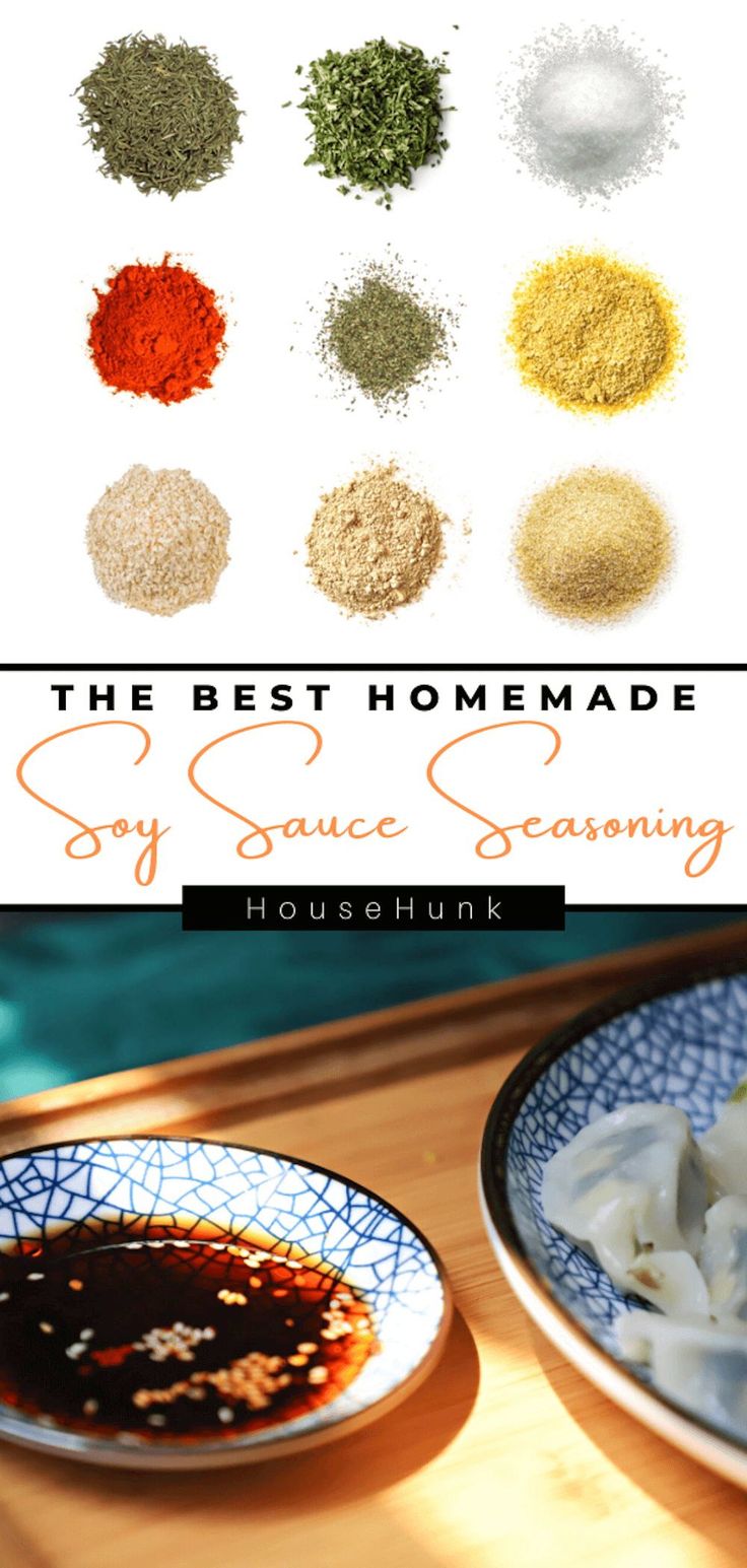 the best homemade soy sauce seasoning recipe on a table with two plates and spoons