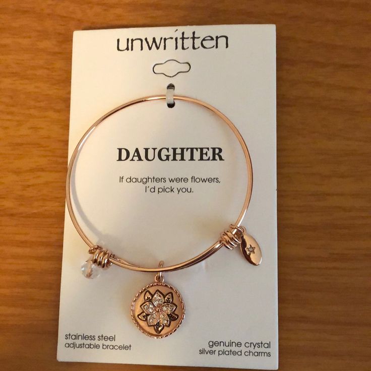 Unwritten Daughter Bracelet Stainless Steel Adjustable Bracelet Genuine Crystal Silver Plated Charms Daughter Bracelet, Star Bangle, Faith Bracelet, Family Bracelets, Expandable Bangle Bracelet, Infinity Charm, Adjustable Bangle Bracelet, Cubic Zirconia Bracelet, Mesh Bracelet