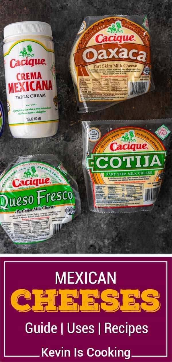 mexican cheeses are shown in three different pictures with the words, mexican cheeses