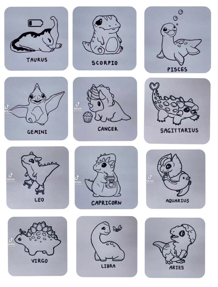 the different types of cartoon characters are shown in black and white