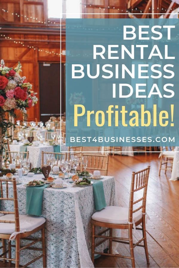 the words best rental business ideas are in front of an image of tables and chairs