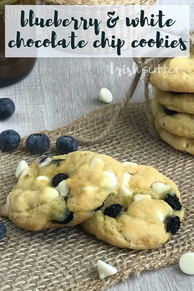 blueberry and white chocolate chip cookies on a table