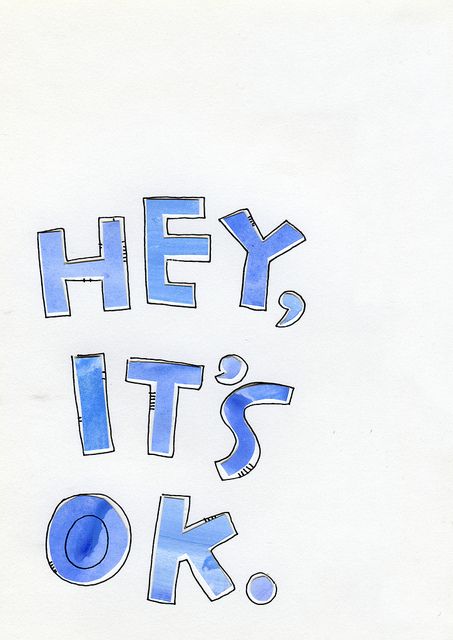 an instagram photo with the words hey it's ok written in blue ink