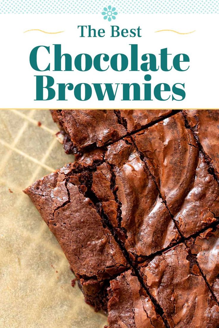 the best chocolate brownies are on display in front of an advertisement for their company