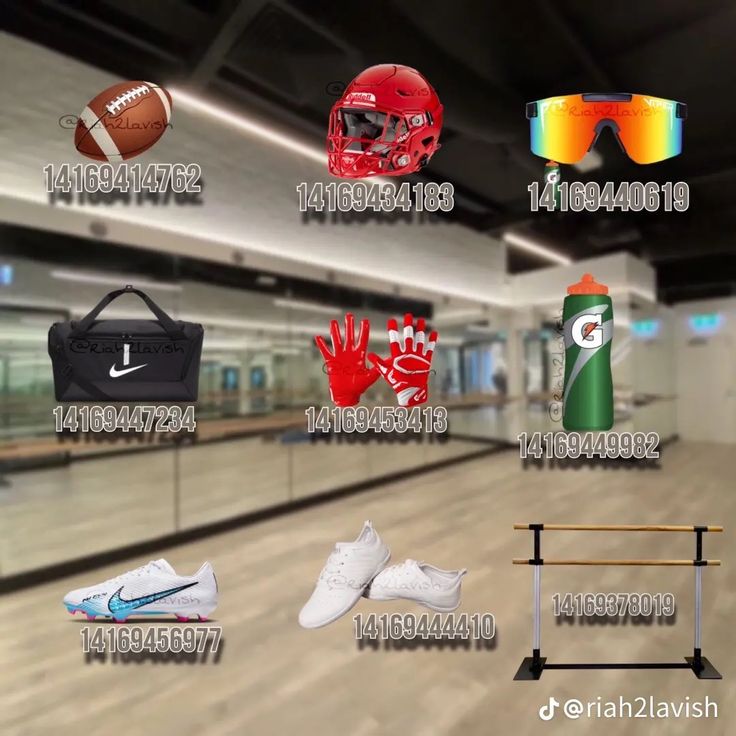 an image of various sports items on display