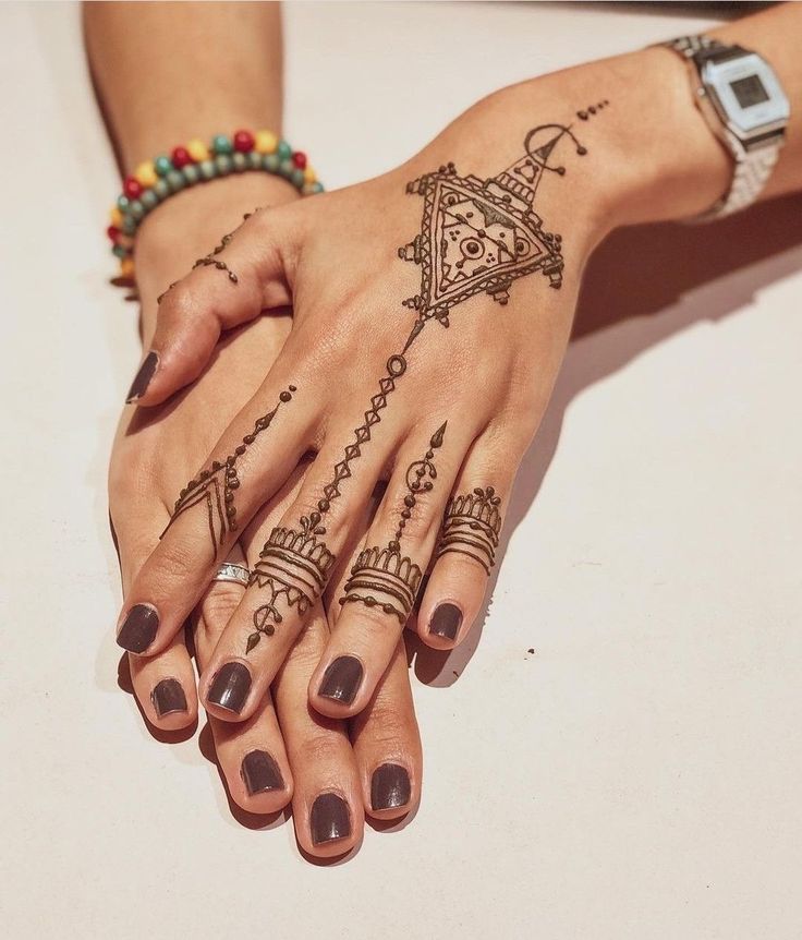 a woman's hands with tattoos on them