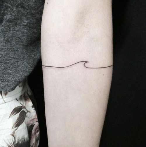 a woman's arm with a single line tattoo on it, and the word love is