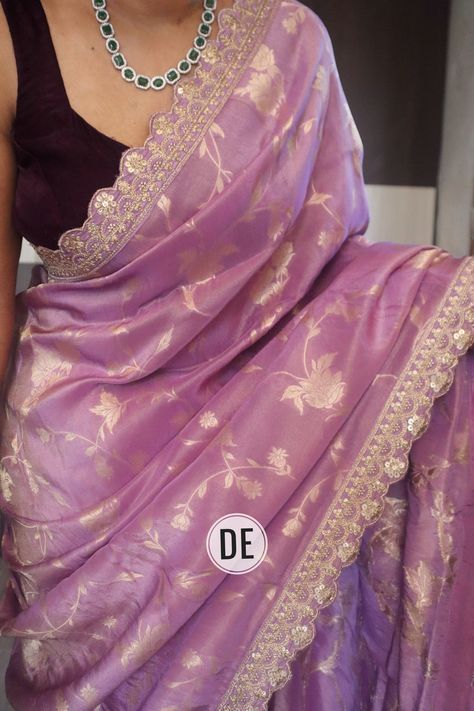 Lavander Colour Silk Sarees, Wine Organza Saree, Combination Of Purple Color Dress, Pure Tissue Silk Saree, Sarees Latest Trend, Best Saree Colour Combination, Lavender Saree Blouse Designs, Lavender Saree Blouse Combination, Purple Saree Blouse Combination