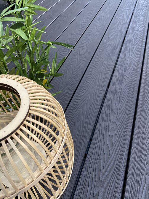 Composite Decking at NeoTimber® Dark Composite Decking, Charcoal Composite Decking, Black Decking Garden, Dark Grey Decking, Black Composite Decking, Black Wood Deck, Composite Decking Ideas Garden, Decking Area Ideas, Charcoal Decking