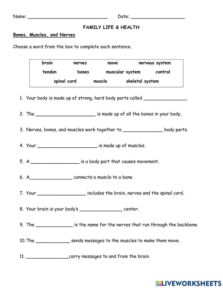 worksheet for the body and mind