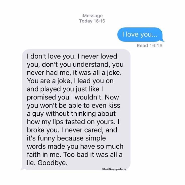 a text message that reads i love you, i don't love you never loved you