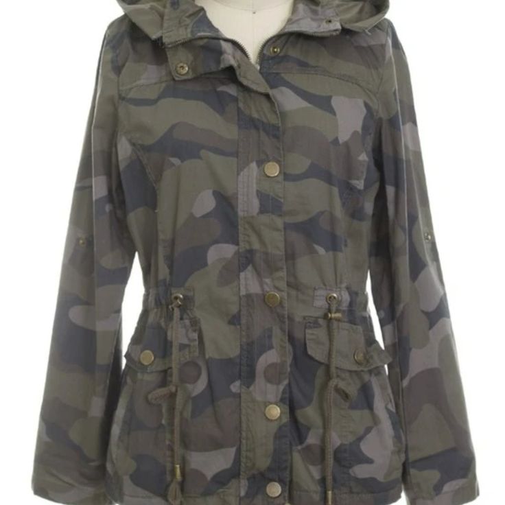 Detachable Hood 100% Cotton Snobbish By Fashion District Olive Outerwear With Detachable Hood For Fall, Khaki Combat Outerwear For Fall, Spring Camouflage Outerwear For Outdoor, Camouflage Military Outerwear For Spring, Spring Camouflage Outdoor Outerwear, Spring Camouflage Hooded Outerwear, Combat Style Khaki Parka For Fall, Spring Camouflage Outerwear With Pockets, Camouflage Outerwear With Pockets For Spring