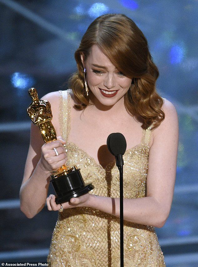 the actress accepts an award for her role in the film's upcoming movie,