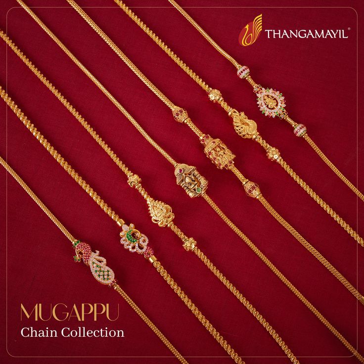 A fusion of craftsmanship and sophistication. Elevate your style effortlessly with our diverse range of gold chains. From sleek minimalism to intricate patterns, find the perfect chain to complement your style. #Thangamayil #GoldGlamour #CraftedElegance #StyleStatements #ThangamayilJewellery #GoldChainCollection #LuxuryDesigns #TimelessBeauty #Trending #Insta #Fashion Mugappu Designs Chains, Mangalya Chain Designs Gold, Mugappu Designs, Mugappu Chain, Thali Chain, Couple Ring Design, Ring Jewellery Design, Gold Jewellry, Mehndi Designs Front Hand