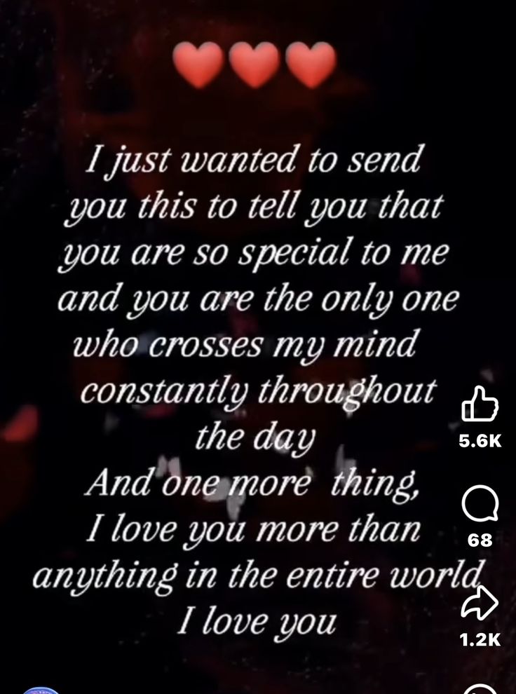 two hearts are in the dark with a poem written on it that says i just wanted to send you this to tell you that you are so special