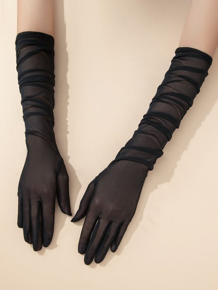 Plain Long Mesh Gloves | EMERY ROSE Opera Gloves Jewelry, Black Satin Gloves Short, Tulle Gloves · Zara ·, Fancy Gloves, Gloves Aesthetic, Gloves Outfit, Tulle Gloves, Dress With Gloves, Elbow Length Gloves