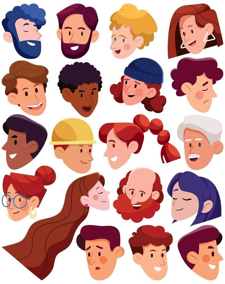 Flat Design Heads Flat Design Illustration Characters, Flat Illustration Characters, Children Character Design, Flat Character Design, Ux Illustration, Health Illustration, Narrative Illustration, Vector Illustration People, Illustrations Styles