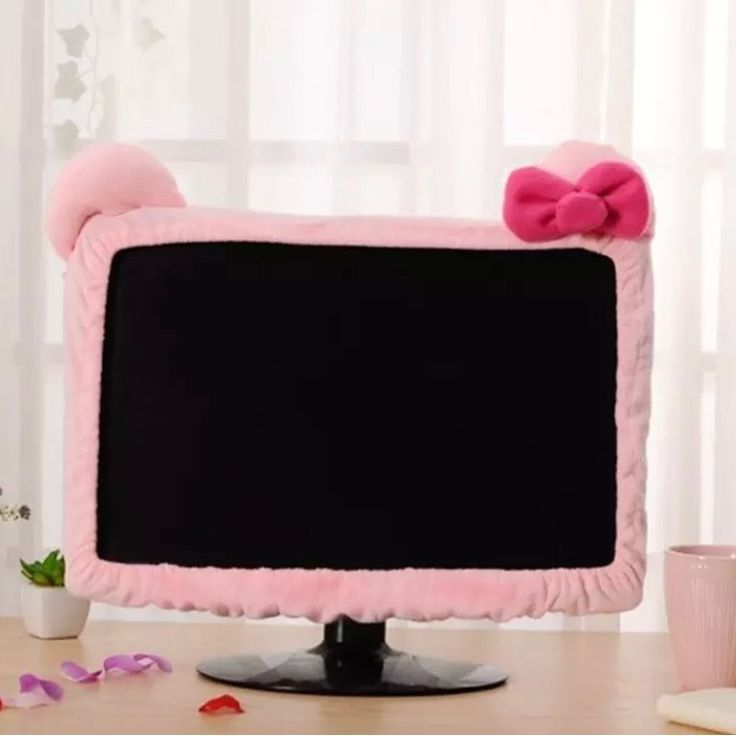 a computer screen with a pink bow on it and the words 20 - 27 inch screen