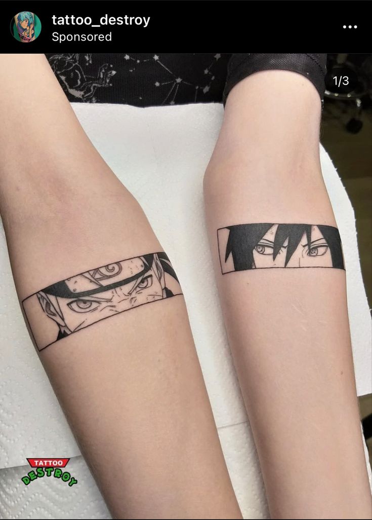 two people with tattoos on their arms