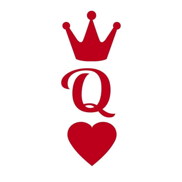 the letter q with a heart and a crown on it's head is shown