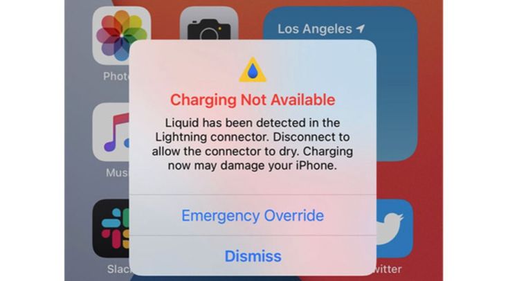 an iphone screen showing the charging not available button and instructions for how to use it