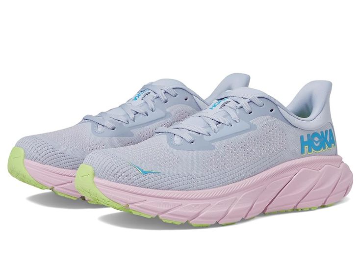 Hoka Women's Arahi 7 - Women's Shoes : Gull/Pink Twilight : For information on how HOKA ONE ONE contributes to the community, please visit the page. , , A perfect choice for everyday walks and runs, the Hoka Arahi 7 shoes offer a superior balance of lightweight cushioning and support. The impact-dampening, J-Frame EVA midsole of these athletic shoes cradles the foot for a protective running experience. These sports shoes feature an early-stage meta-rocker geometry midsole design that ensures a s Hoka One One, Workout Session, Comfy Shoes, The Vamps, Lace Closure, Sandals Summer, Sports Shoes, Outdoor Adventures, The Community