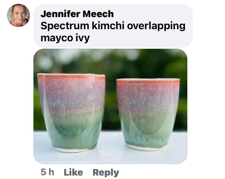 two cups sitting next to each other on top of a white table with an instagram message above them