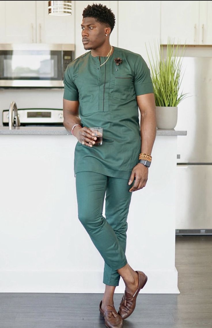 African Button Down Shirt Men, Mens High Waisted Trousers, African Men Attire, Casual Kaftan, Men African Wear, African King, Men Attire, Button Down Shirt Men, African Tops