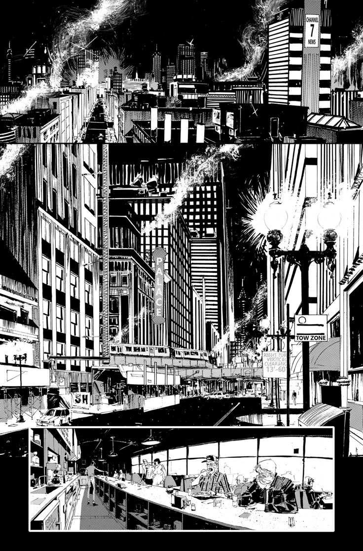 Hayden Sherman on Behance Comic Buildings Background, City In Black And White, Comic Style Art Black And White, Noir City Art, Comic Book City Background, Ink City Drawing, Comic Background Art, Comic City Background, Comic Style Art Illustration