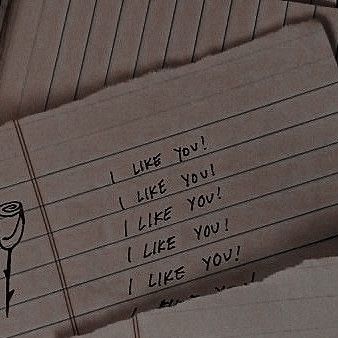 several pieces of lined paper with writing on them that say i like you and the words i like you