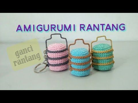 three crocheted items are sitting next to each other on a white background with the words amigurum rantangg