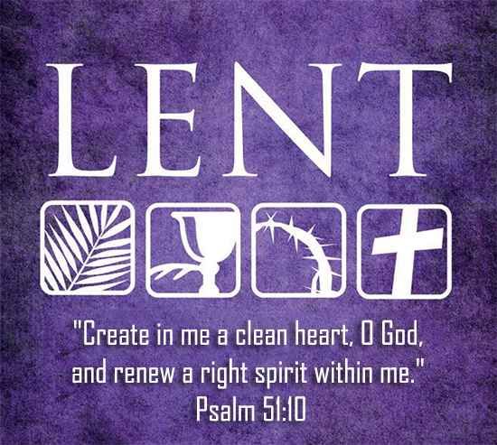 a purple poster with the words lent and symbols