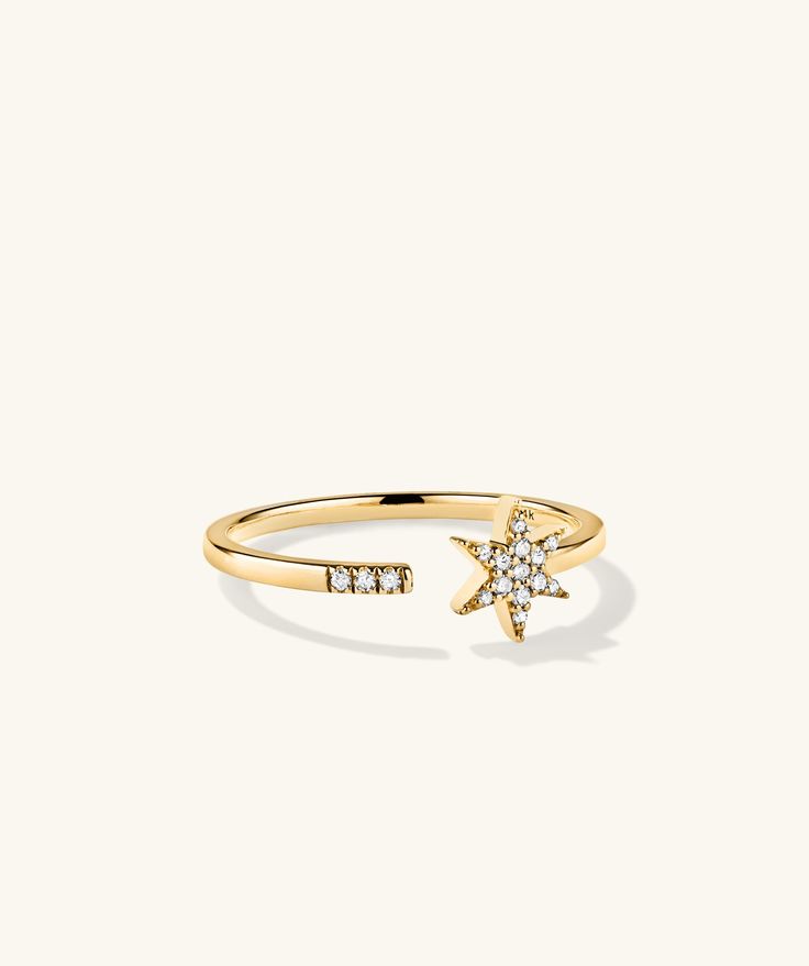 Keep your options open. When stars and diamonds align, great stacks follow. Handcrafted in 14k gold featuring responsibly sourced pavé diamonds. Dainty Gold Rings, Bold Rings, Open When, 18k Gold Jewelry, Diamond Star, Enamel Ring, Star Ring, Open Ring, Moissanite Diamonds