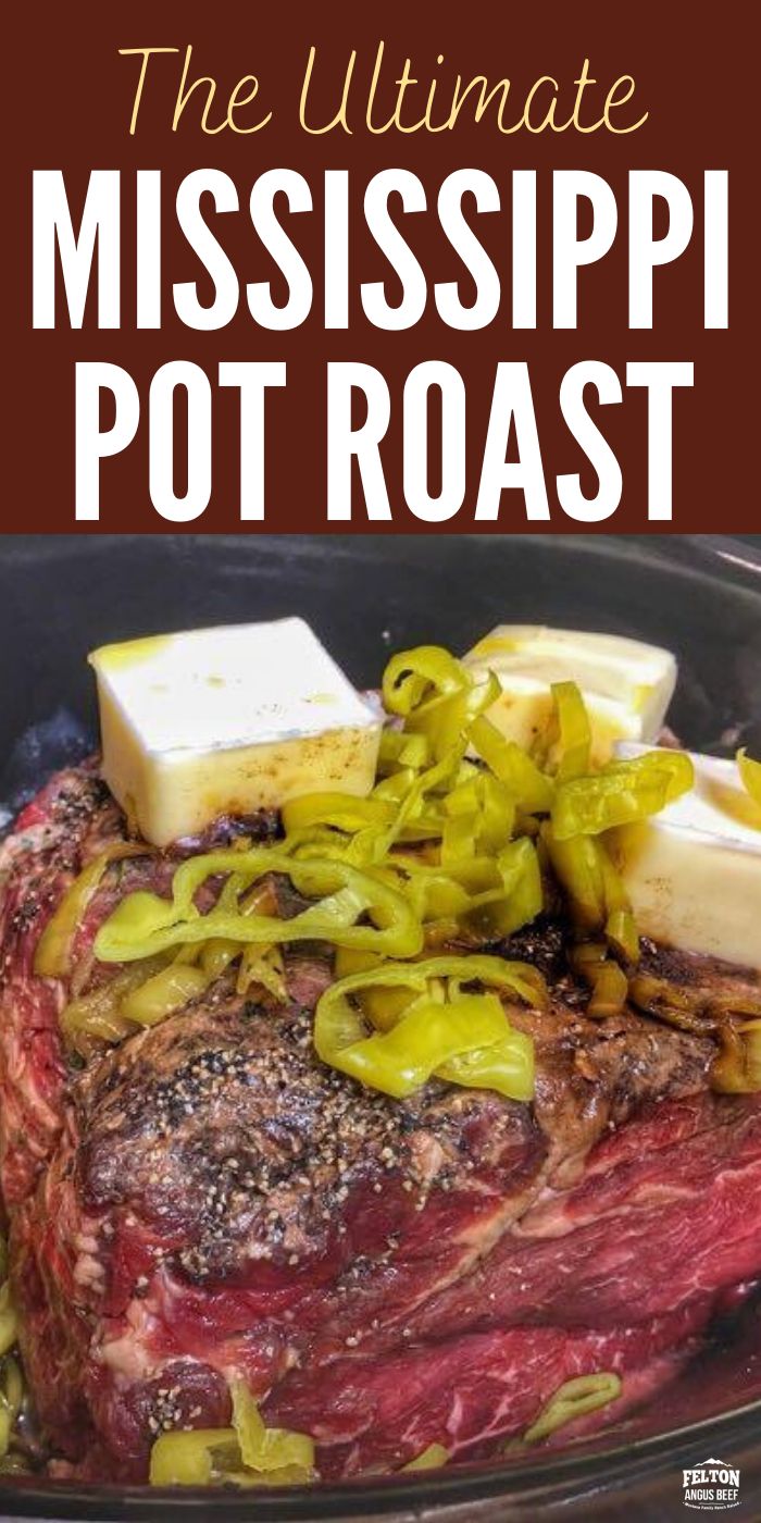 the ultimate mississippi pot roast with onions and cheese on top is shown in this image