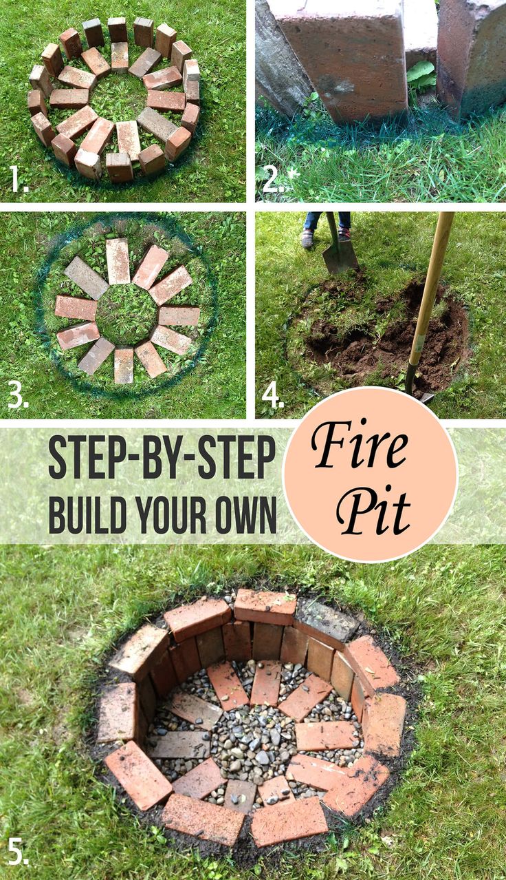 how to build an outdoor fire pit with bricks in the middle and steps on each side