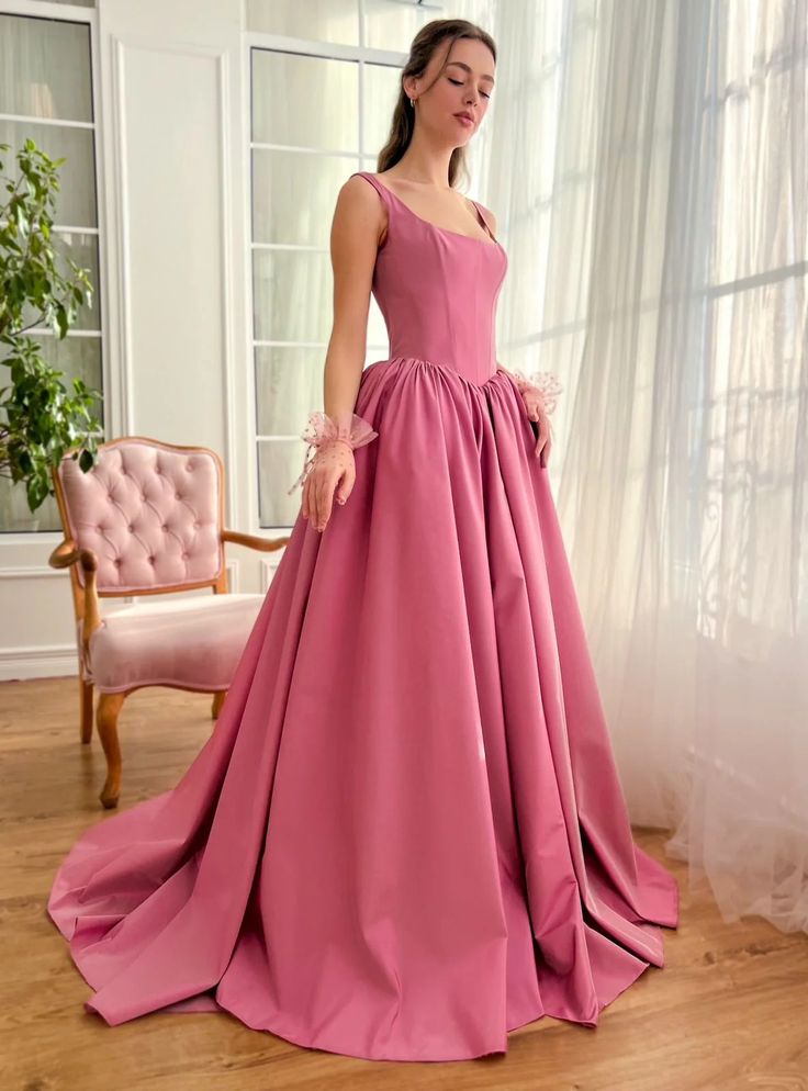 Cinderella Taffeta Gown | Teuta Matoshi Taffeta Gown With Sweep Train And Fitted Bodice, Fitted Taffeta Gown With Sweep Train, Pink Princess Ball Gown With Fitted Bodice, Princess Style Ball Gown For Debutante Ball, Taffeta Ball Gown With Sweetheart Neckline For Prom, Taffeta Sweetheart Neckline Prom Ball Gown, Taffeta Prom Ball Gown With Sweetheart Neckline, Pink Ball Gown For Bridesmaids, Pink Bridesmaid Ball Gown Evening Dress