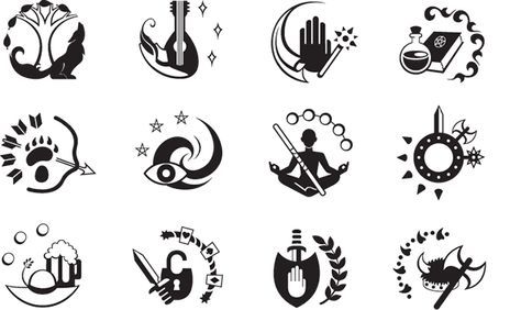 various logos and emblems that are used to create an artistic logo for the company