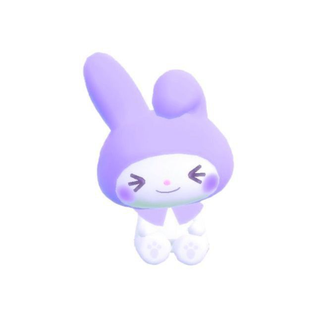 a purple toy with an adorable bunny face on it's head and eyes closed