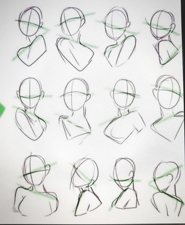 a bunch of drawings that are on a piece of paper with green marker pens in front of them