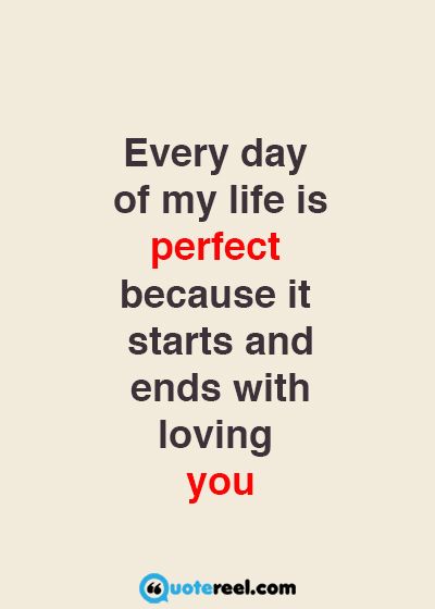 a quote that says every day of my life is perfect because it starts and ends with loving you