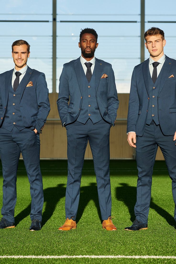 Official Leicester City F.C. Club Suit | MAX Royal Blue Suit Professional Blue Workwear Sets, Professional Blue Sets For Workwear, Professional Navy Blazer For Workwear, Professional Double Breasted Suit For Work, Blue Three-piece Suit For Business Casual, Professional Sets With Notch Lapel For Business Meetings, Professional Business Sets, Notch Lapel Professional Suits For Workwear, Professional Notch Lapel Suits For Work