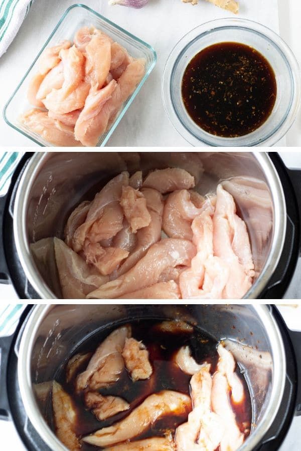 the process of cooking chicken in an instant pot