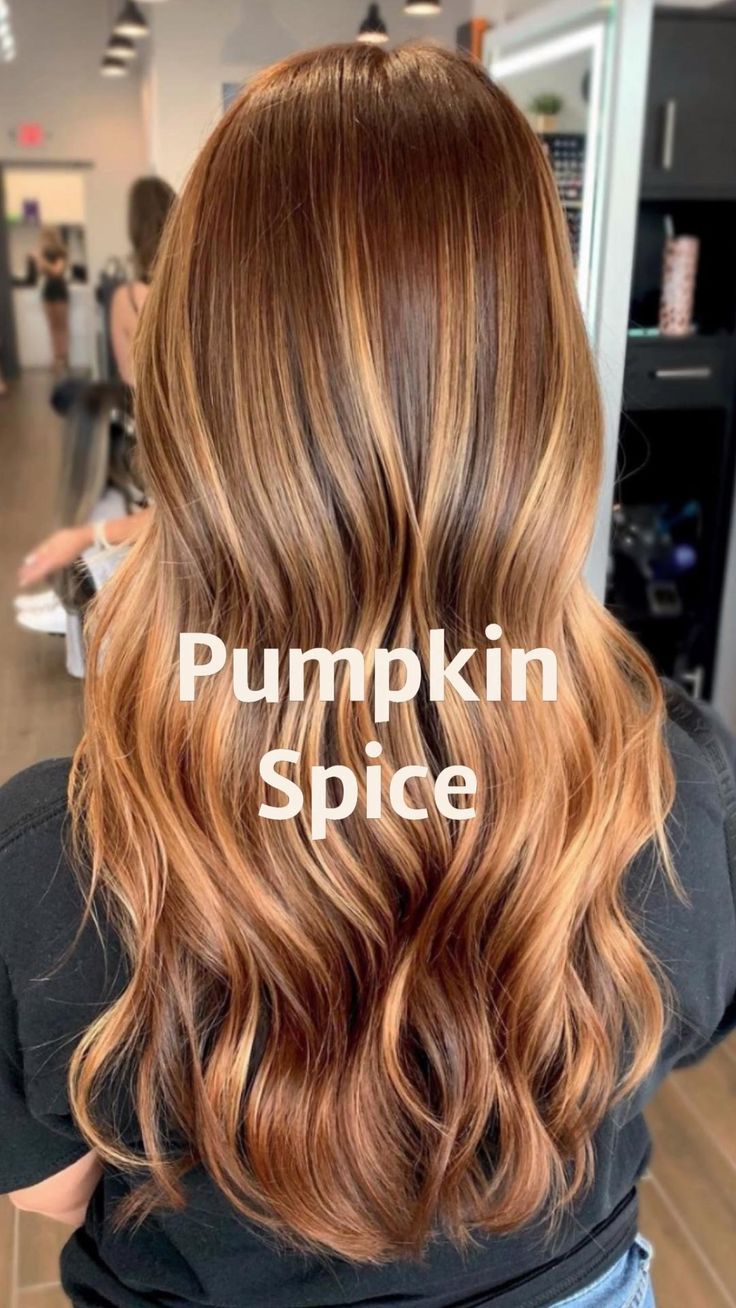 Spice Hair Color, Pumpkin Spice Hair Color, Pumpkin Spice Hair, Balayage Long Hair, Rambut Brunette, Ginger Hair Color, Fall Hair Color For Brunettes, Hair Color Auburn, Brown Hair Balayage