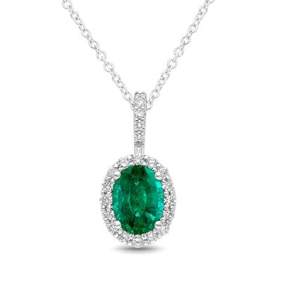 Classic White Gold Emerald Necklace With Diamond Accents, Formal Green Oval Necklace, Green Oval Necklace For Formal Occasions, Classic Emerald Pendant Necklace With Diamond Accents, Exquisite Green Oval Emerald Necklace, Exquisite Oval Green Emerald Necklace, Elegant Oval Emerald Necklace For Formal Occasions, Classic Oval Emerald Necklace For May Birthstone, Elegant Green Oval Necklace